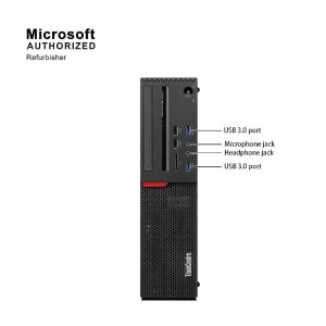 Microsoft authorized refurbished desktop computer front view.