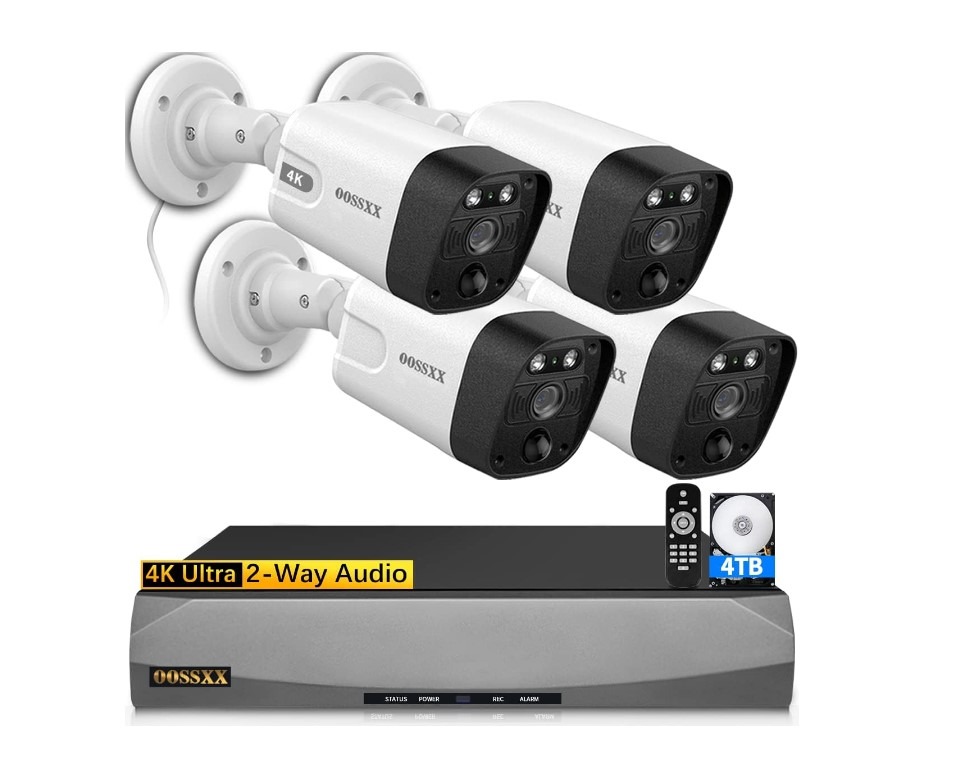 4K security camera system with DVR and 2-way audio.
