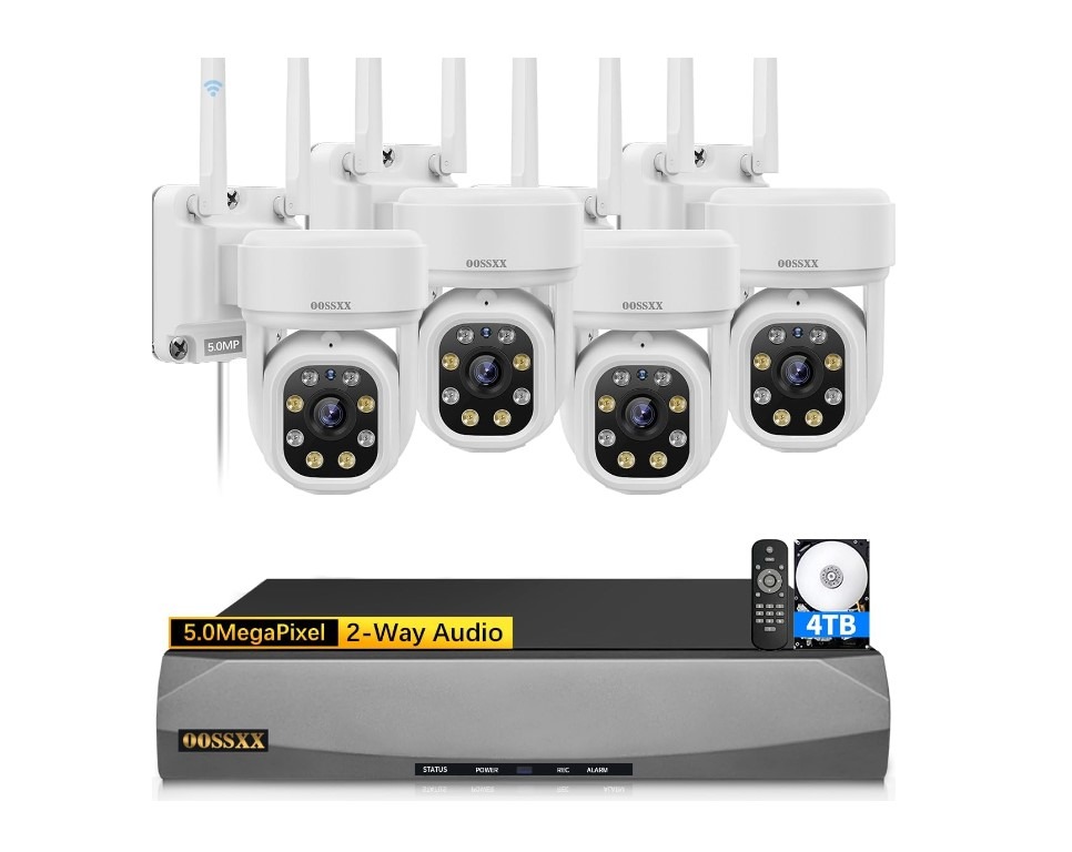 Home security cameras with DVR and 2-way audio feature.