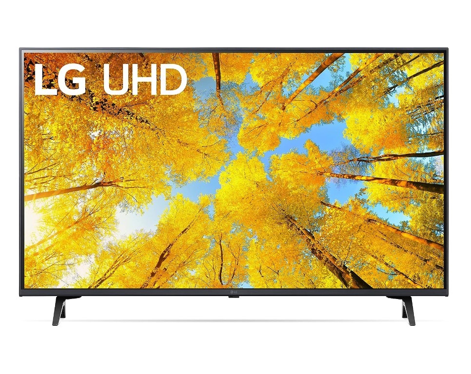 LG UHD TV displaying vibrant autumn foliage.