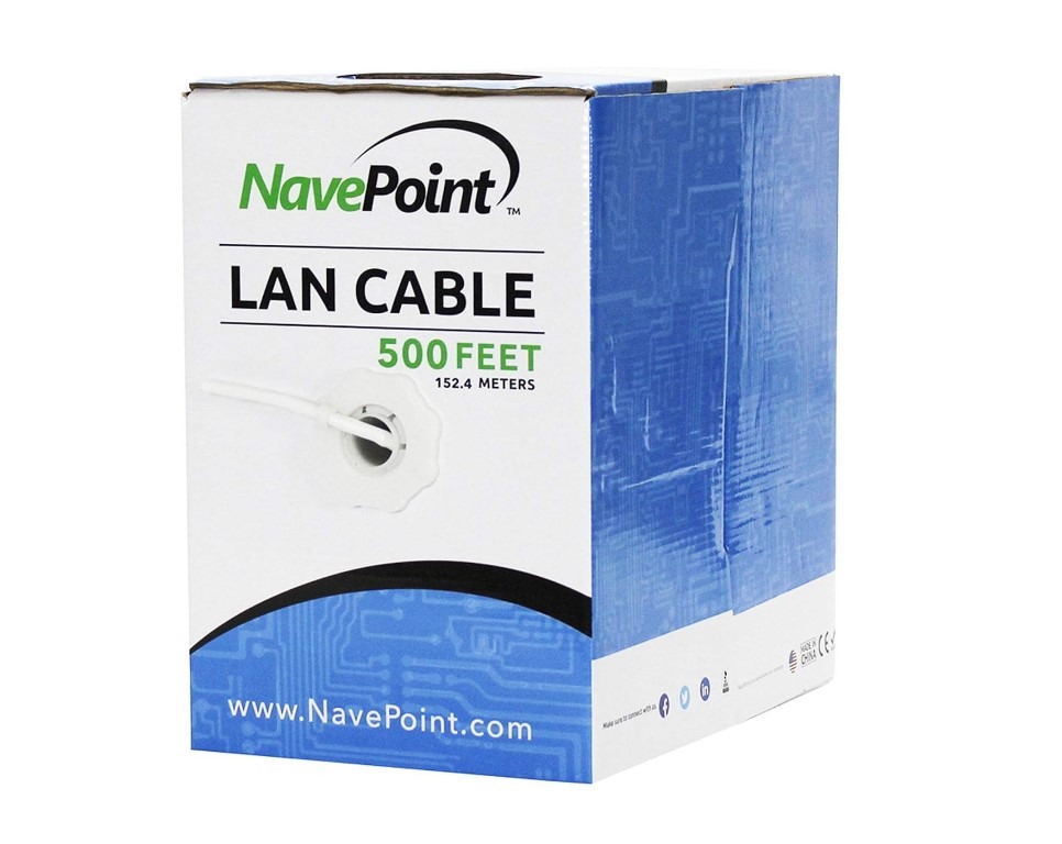 NavePoint 500ft LAN cable packaging box.