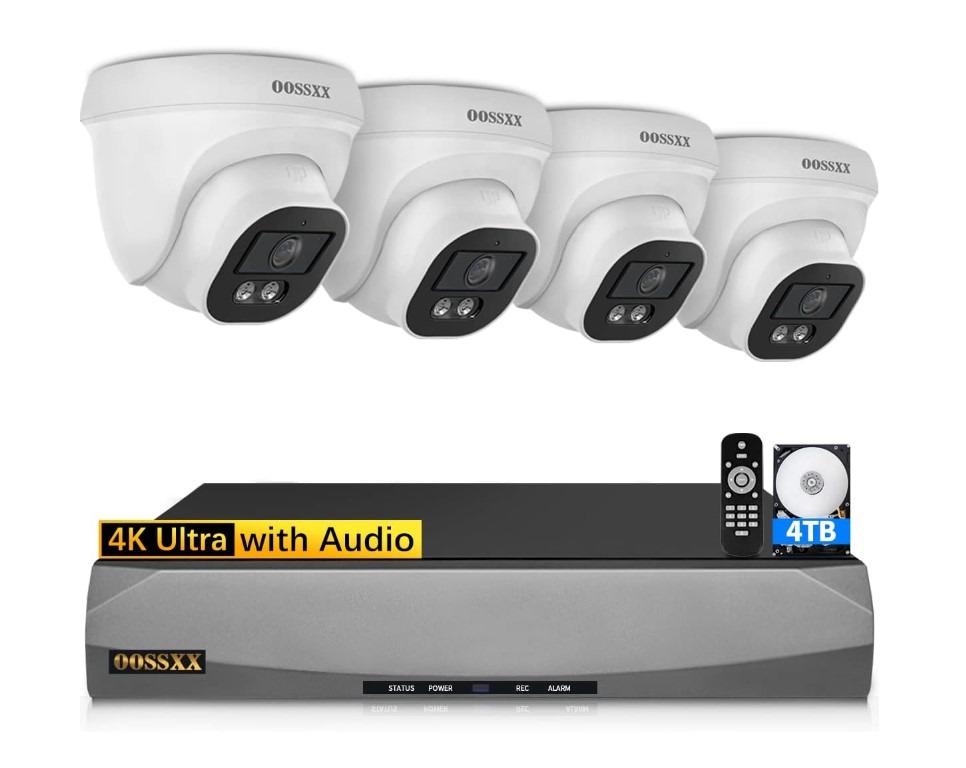 4K security camera system with DVR and hard drive.
