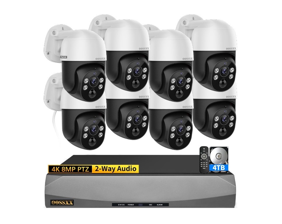 8MP 4K security camera system with DVR and remote.