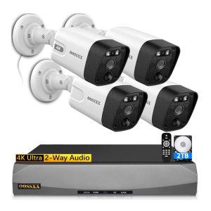 4K security cameras with DVR and remote control.