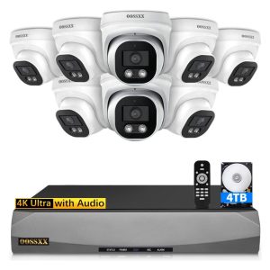 8-channel 4K security camera system with audio and HDD.