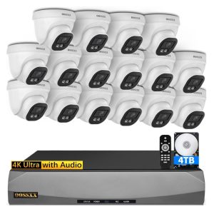 16-channel security camera system with DVR and accessories.