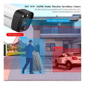 Security camera with AI human detection technology.