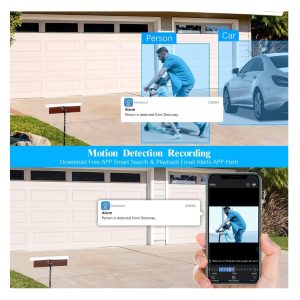 Security camera smartphone app detecting person and car.