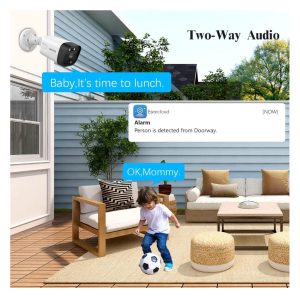 Home security camera with two-way audio feature.