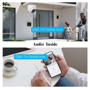 Smart home security camera with two-way audio feature.