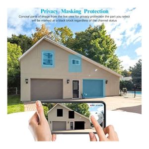 Smartphone displaying house with privacy mask feature.