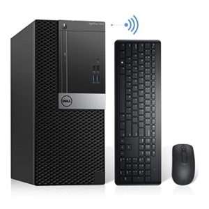 Dell desktop computer with wireless keyboard and mouse.