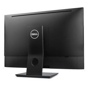 Dell computer monitor from back view on white background.