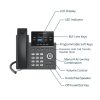 Desk phone with labeled features and LCD display.