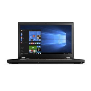 Black laptop with Windows 10 on screen.