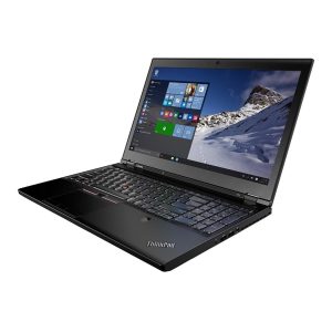 Black Lenovo ThinkPad laptop on white background.