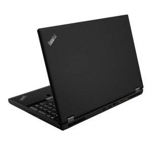 Black modern laptop rear view.