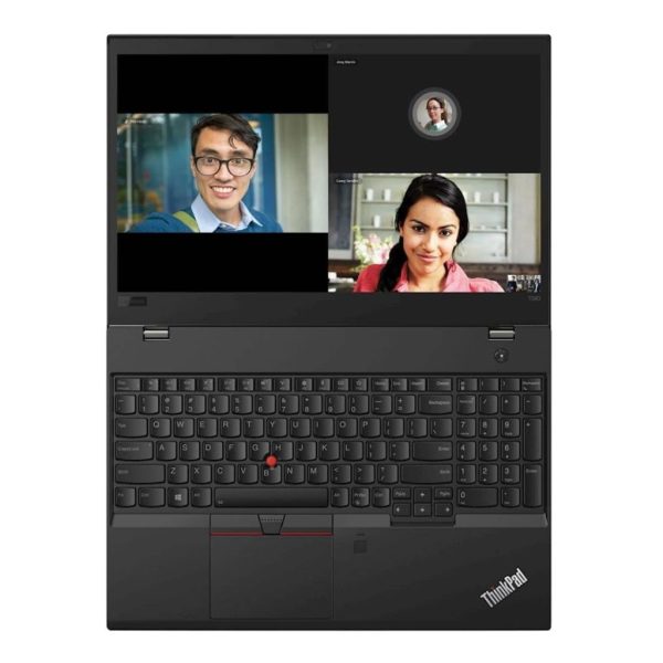 Video call on laptop screen with two participants.